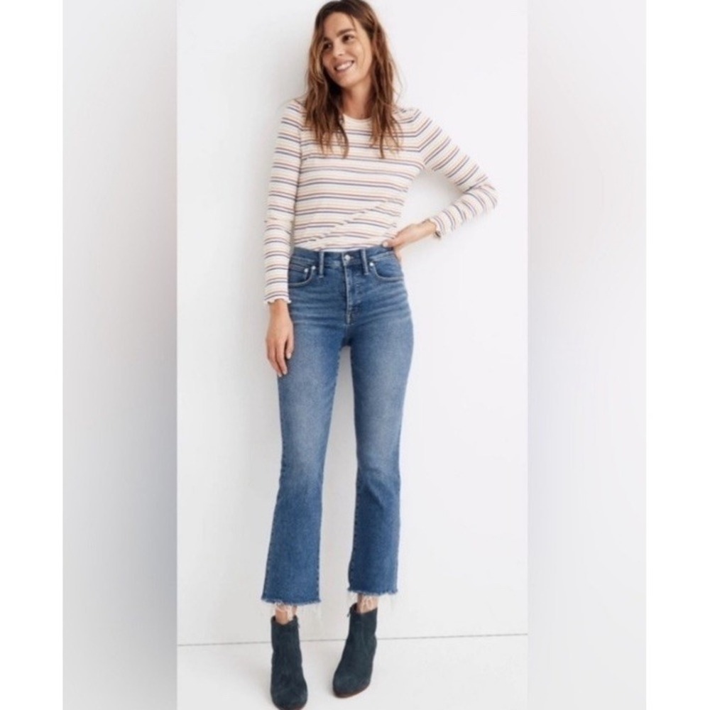 Madewell Size 32 Women Blue Cotton Blend Zip Fly Pocket Cali Demi-Boot Jeans‎